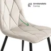 Set di 6 Sedie in velluto trapuntate MILO Beige gambe nere Anteprima dell’immagine prodotto 6
