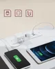 A power strip with multiple outlets and USB ports, connected to a smartphone and tablet that are charging. Náhled obrázku produktu