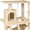 A close-up view of a beige cat tree with multiple levels and scratching posts. Náhled obrázku produktu