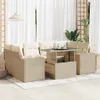 7-tlg. Garten-Sofagarnitur mit Kissen Beige Poly Rattan Produktbild-Vorschau 2
