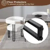 Close-up view of a chair's floor protector, with a larger image of chairs and a table in the background. Produktbild-Vorschau