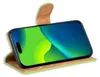 A book-style phone case with a phone inside, displayed at an angle. Produktbild-Vorschau