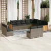 vidaXL 12-tlg. Garten-Sofagarnitur mit Kissen Grau Poly Produktbild-Vorschau 2