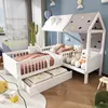 Sweiko Lit d'enfant en bois en forme de maison, lit simple, Voir les images du produit 5