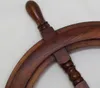 Maritimes Schiffssteuerrad aus Holz mit Messingnabe Produktbild-Vorschau 4