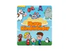A colorful cartoon illustration featuring various animals and children interacting with a large plate of spaghetti, with the text "Hurra Kinderlieder" prominently displayed. Produktbild-Vorschau