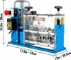 A wire stripping machine is shown from a front-facing angle on a white background. Dimensions are indicated on the left and bottom of the image. Produktbild-Vorschau