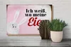 Holzschild Spruch 30x20cm Osterhase weiß wo Eier sind Produktbild-Vorschau 4