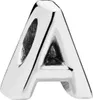 A close-up studio shot of a silver letter 'A' charm. Podgląd zdjęcia produktu