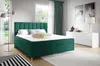A bedroom scene with a green upholstered bed. Produktbild-Vorschau
