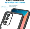 A close-up illustration of a phone case and a smartphone, highlighting protective features. Produktbild-Vorschau