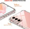 Close-up view of a transparent phone case on a white background, highlighting its protective features. Produktbild-Vorschau