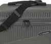 Close-up of a gray beauty case with a black strap and zippers. Anteprima dell’immagine prodotto