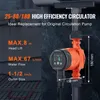A close-up of a high-efficiency circulator pump with text overlays detailing its specifications. Podgląd zdjęcia produktu