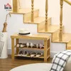 HOMCOM Panca porta scarpe, scaffale a 3 ripiani, panca in Anteprima dell’immagine prodotto 2