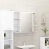 A bathroom scene featuring a white medicine cabinet with a mirror and shelves, a sink, and a small cabinet on the right. Produktbild-Vorschau