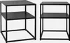 Two black metal bedside tables with shelves, shown against a white background. Anteprima dell’immagine prodotto