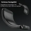 A close-up of a black phone case with a carbon fiber texture, presented against a dark, textured background. Produktbild-Vorschau