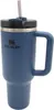 A blue Stanley tumbler with a straw and handle, shown against a white background. Produktbild-Vorschau