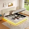 Polsterbett 180x200 mit LED-Beleuchtung Stauraumbett Beige Produktbild-Vorschau 2