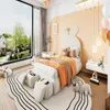 Letto imbottito 90x200 cm, color beige, in velluto, con Anteprima dell’immagine prodotto 7