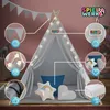 Spielwerk® Tipi enfant Gris avec tapis Tente de jeu Enfants Voir les images du produit 2