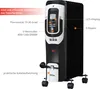 A product image of an oil-filled radiator with feature callouts. Podgląd zdjęcia produktu