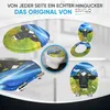 A collage of images showcasing a toilet seat with a cow print design, presented from different angles and in context with a toilet. Produktbild-Vorschau