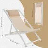 A diagram showing the dimensions of a folded and unfolded beach chair. Produktbild-Vorschau