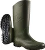 A pair of green Dunlop rubber boots, one standing upright and the other lying on its side showing the sole. Náhled obrázku produktu