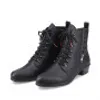 A pair of black women's ankle boots with laces and a side zipper. Voir les images du produit