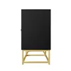 A black sideboard with gold legs is shown from the front on a white background. Voir les images du produit