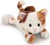 A plush cat toy lying down on a white background. Podgląd zdjęcia produktu