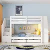 Merax Etagenbett 90x200cm mit Schreibtisch, Kinderbett mit Produktbild-Vorschau 4