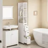 SoBuy NSR13-WG Kommode mit geöffneten Schubladen im Badezimmer neben Waschbecken und Badewanne Anteprima dell’immagine prodotto