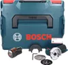A Bosch cordless angle grinder kit with its L-Boxx case, battery, and accessories is displayed on a white background. Náhled obrázku produktu