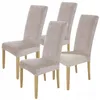 4 Stück Stuhlhussen Hohe Lehne - Beige - Samt - Universal Produktbild-Vorschau 1