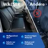 Comparison of car seat covers, showing a side-by-side view of 'Walser' branded seat covers versus 'Andere' (other) seat covers. Produktbild-Vorschau