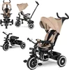 A collage of images showing a beige and black children's tricycle from different angles and configurations. Produktbild-Vorschau