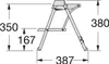 A technical drawing of a folding step stool with dimensions indicated. Produktbild-Vorschau