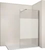 A walk-in shower enclosure with a frosted glass panel, shown in a tiled bathroom setting. Voir les images du produit