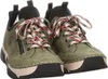 A pair of green sneakers with red and white laces is shown against a white background. Produktbild-Vorschau