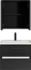 A black bathroom vanity set with a sink and a mirrored cabinet, presented against a white background. Voir les images du produit
