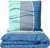 Mikrofaser Bettwäsche Set 135x200 cm 80x80 cm Petrol Blau Produktbild-Vorschau 1