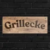 Metallschild Grillecke Aluminium, rustikale Holzoptik, Produktbild-Vorschau 7