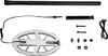 A collection of metal detector components laid out on a white background. Produktbild-Vorschau
