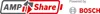 Marketing image showing the AMPShare logo and the Bosch logo, indicating a partnership or powered by relationship. Náhled obrázku produktu