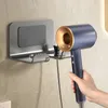 A hand holding a hairdryer near a wall-mounted holder. Produktbild-Vorschau