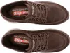 A top-down view of two brown Skechers slip-on shoes. Náhled obrázku produktu