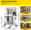 A commercial stand mixer with dimensions and usage examples in different commercial settings. Anteprima dell’immagine prodotto
